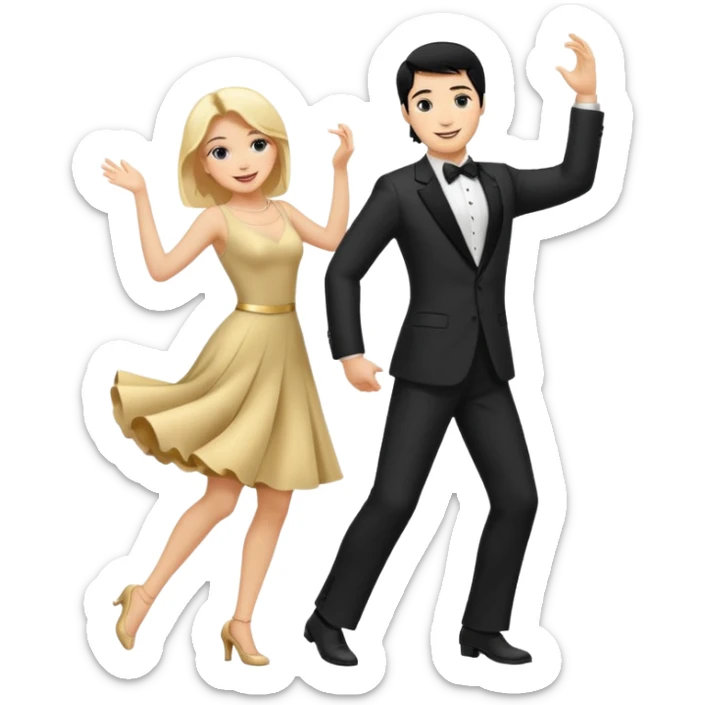 couple dancing full body man black hair woman blonde sticker