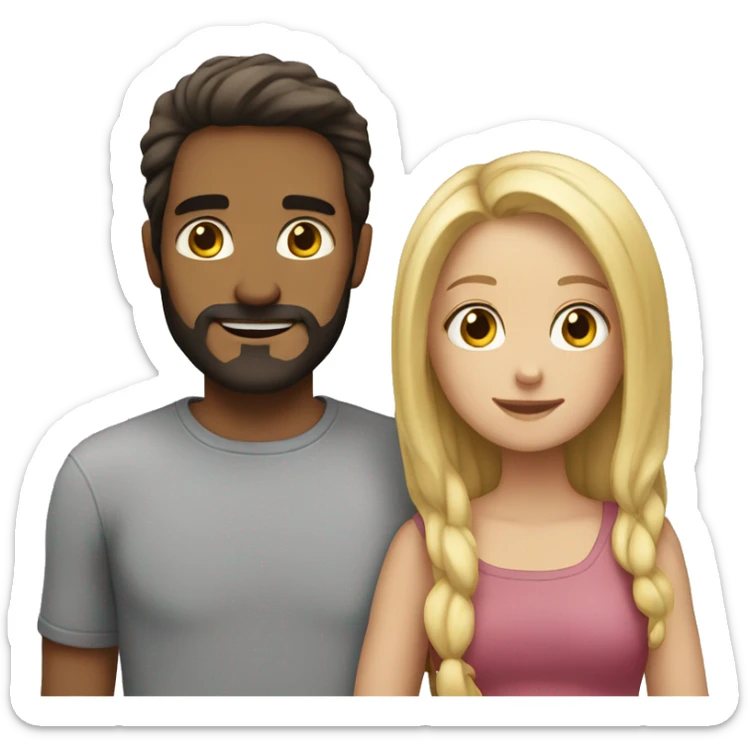 Man with dark brown long hair with beard hugging girl with long blonde hair  sticker