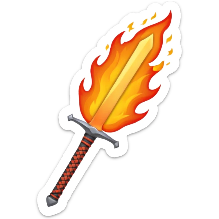 sword on fire emoji style
- Designs that remind you of the blade of Japanese animation extinction sticker