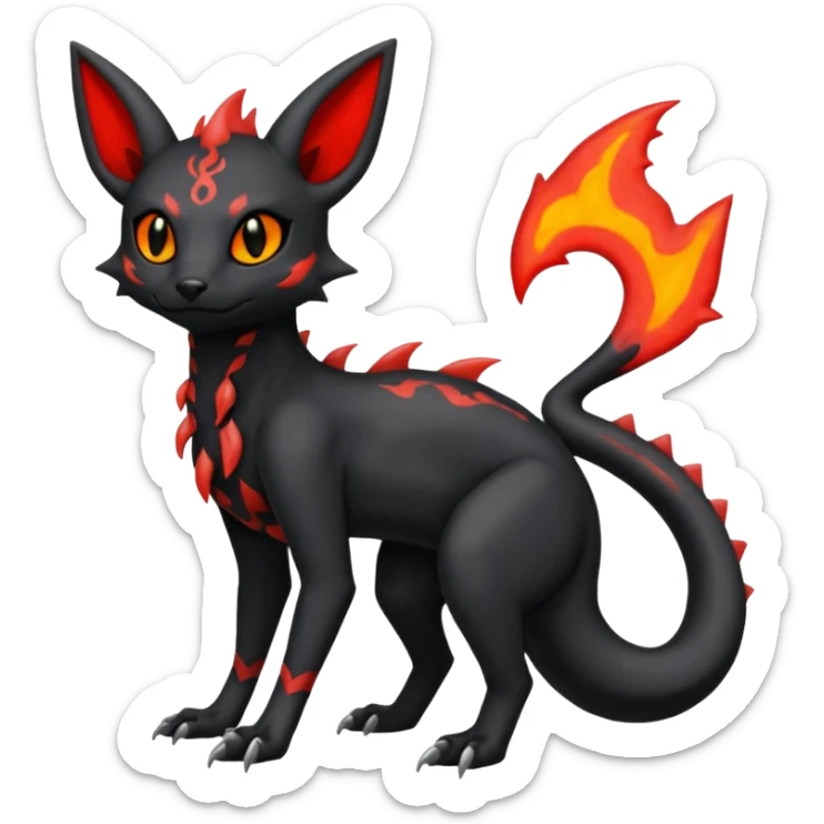 Edgy gothic dark evil magma-Salandit-Umbreon-Litten-hybrid-fusion (full body) sticker