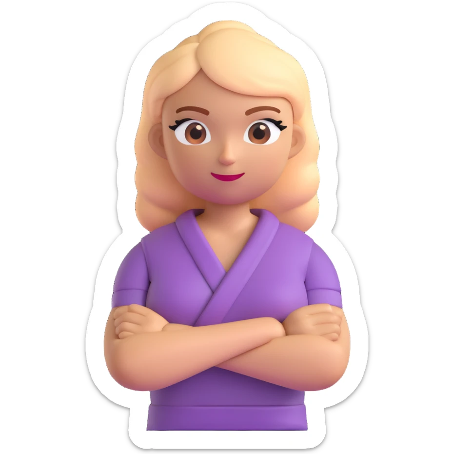mean girl emoji, smirking, fashionable, arms crossed sticker