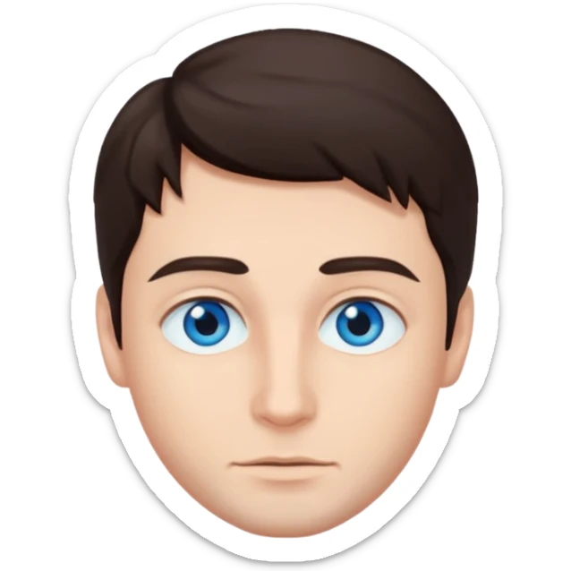 homme yeux bleu azur cheveux brun foncé sticker