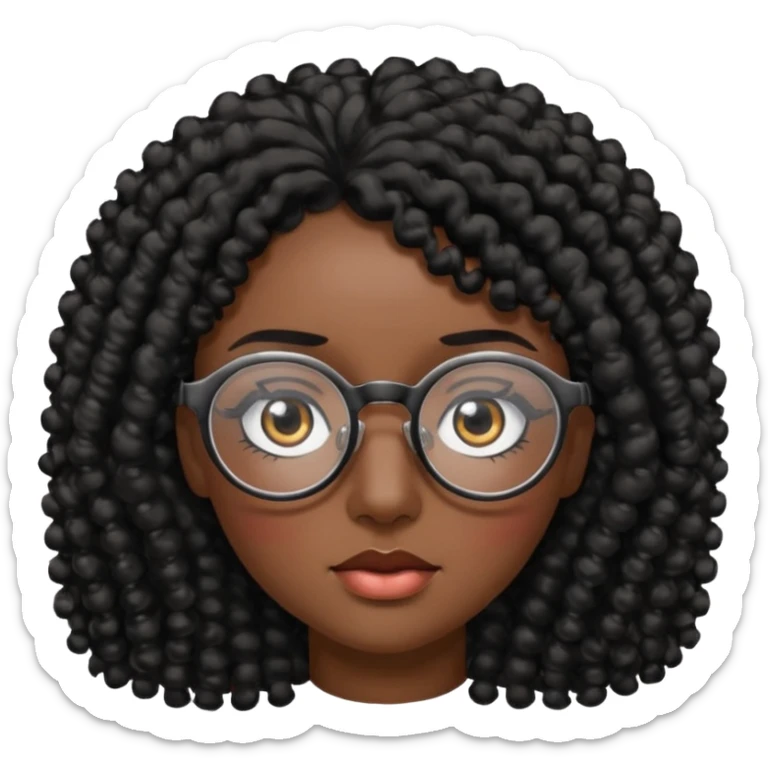 Visage avec les cheveux bouclés noir et des lunettes et des yeux zoomer sticker