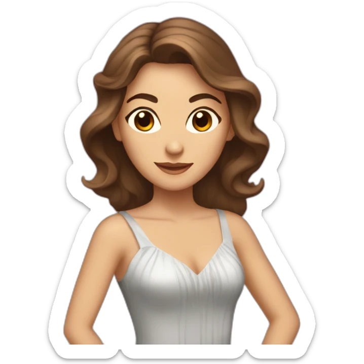 a brown-haired woman with long hair, brown eyes, who dances ballroom dancing sticker