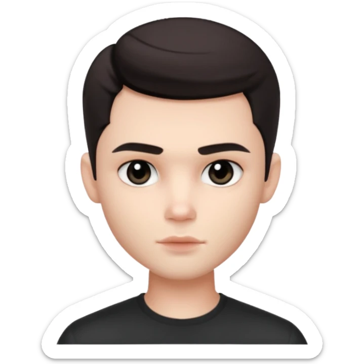 Very pretty handsome bratz man,  short dark hair, has black eyes , pale skin, defined jawline sticker
