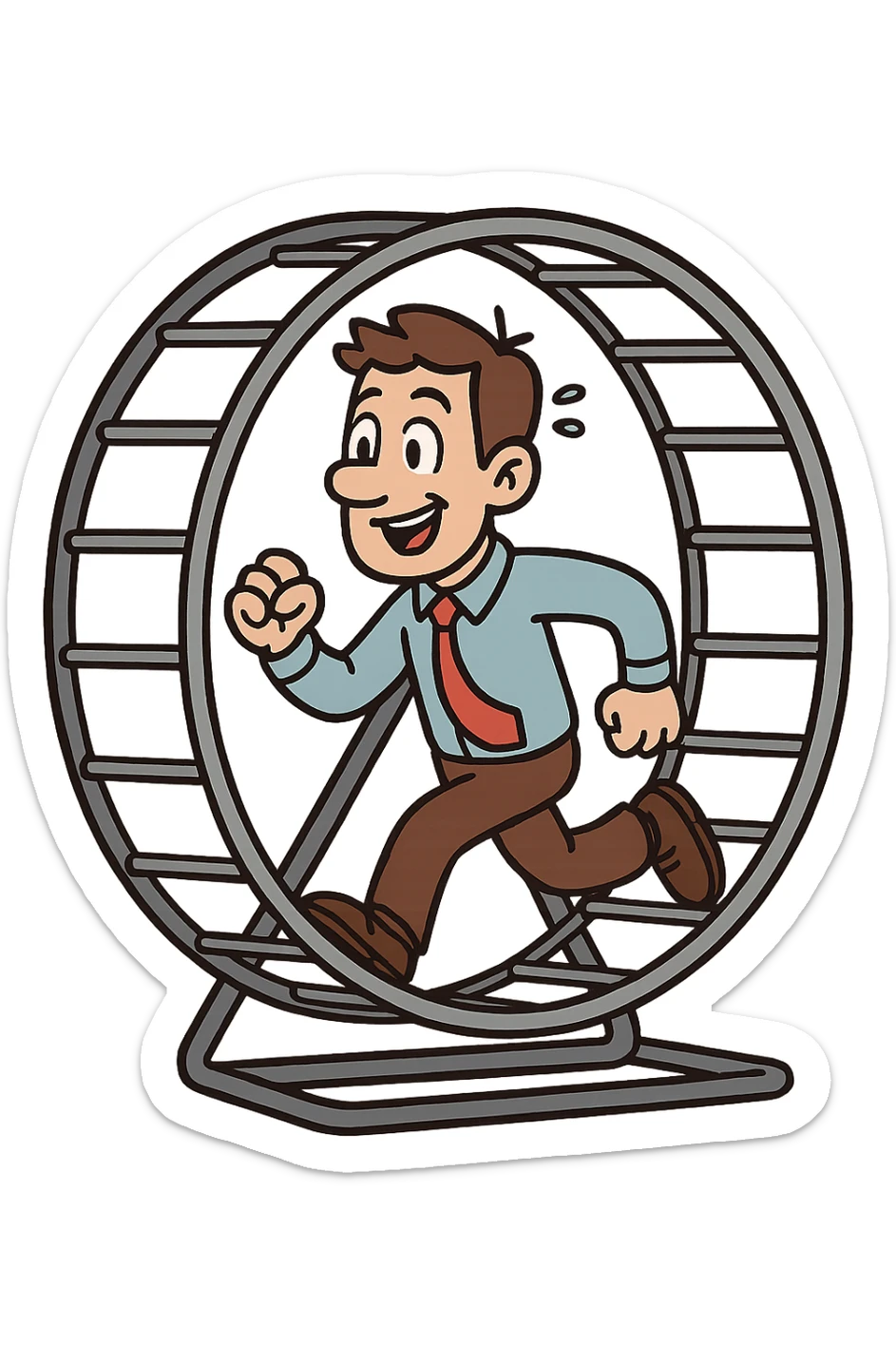Uomo che corre dentro la ruota del criceto sticker