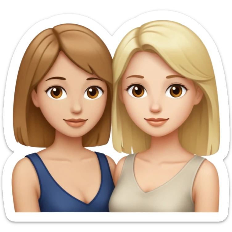 Two women flirting, one with short brown hair and the other with long blonde hair sticker