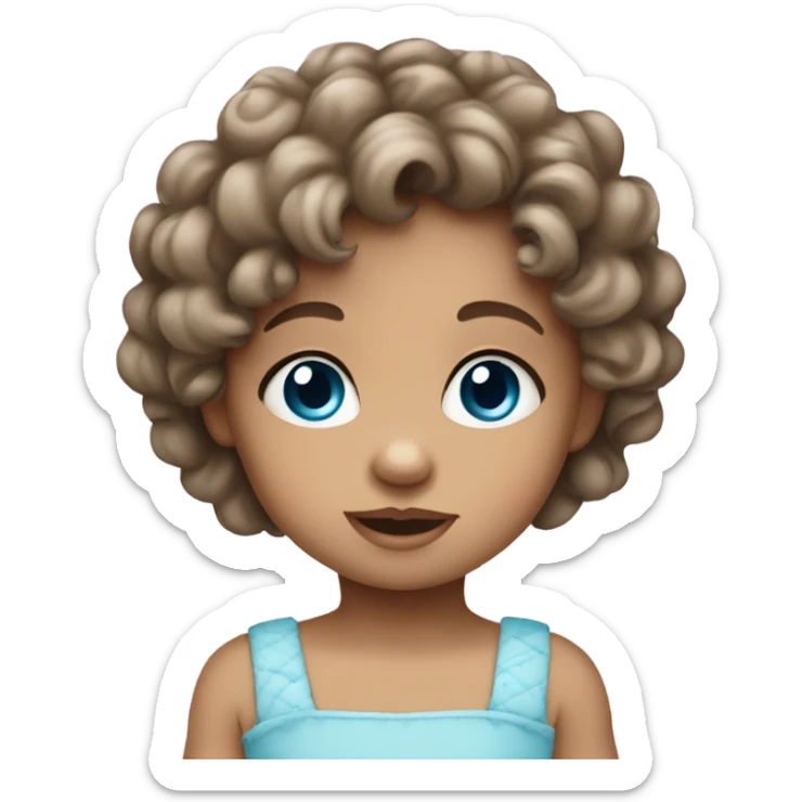 Little baby girl brunette with curly long hair and blue eyes sticker