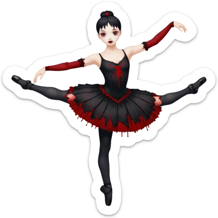 A pretty and beautiful gothic ballet emoji with a full body and bloody pose sticker