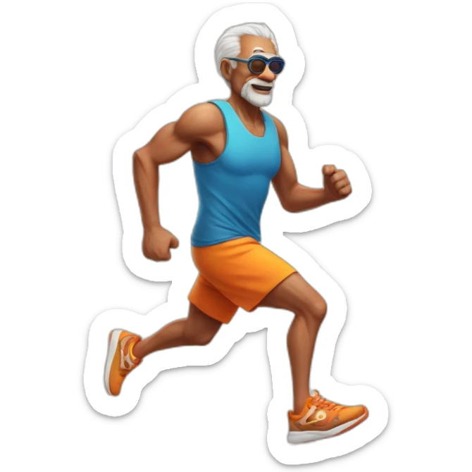 OLD MAN RUNNING wearing a tigger tank top, oakley googles and nikes shoes sticker