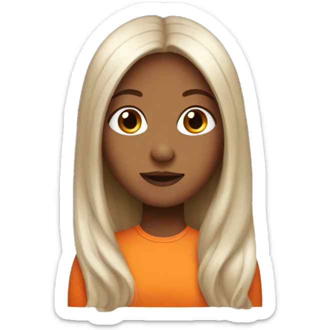 orange girl with long brown hair sticker