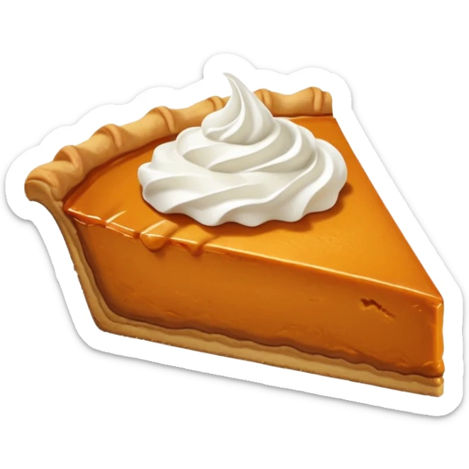Big piece of pumpkin pie with lots of whipped cream on top sticker