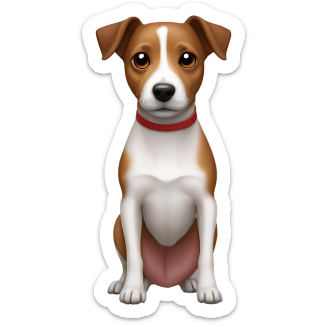 Brown Jack Russell Crossed With a staffy with a red colour and white belly sticker
