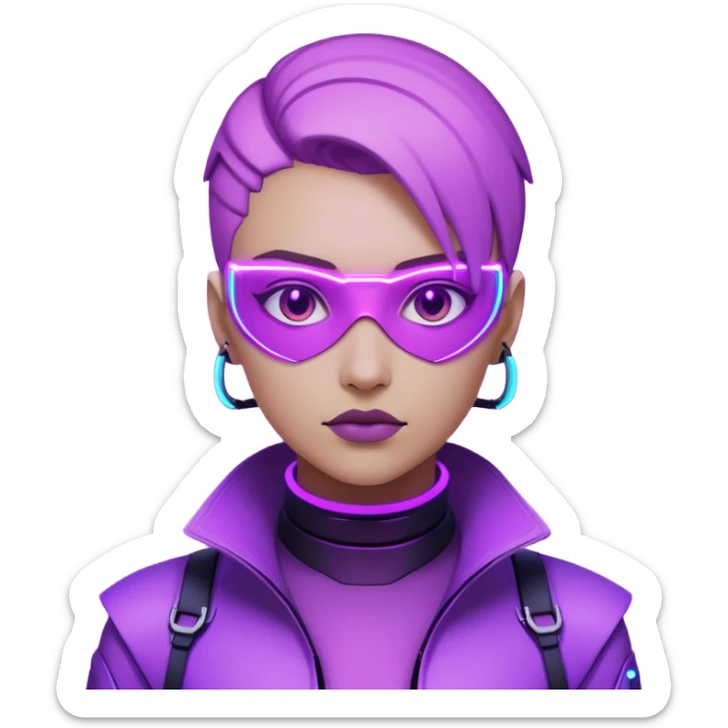 neutre gender neon cyberpunk light purple, I don't want you to use props sticker