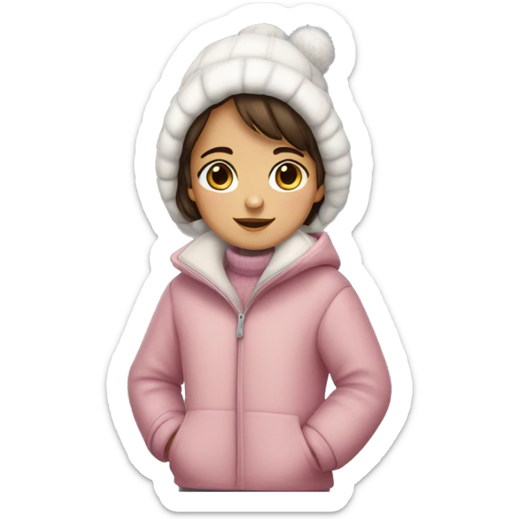 winter, christmas, hispanic, short brown hair, little girl, brown eyes, child, full body, pink sweater coat sticker