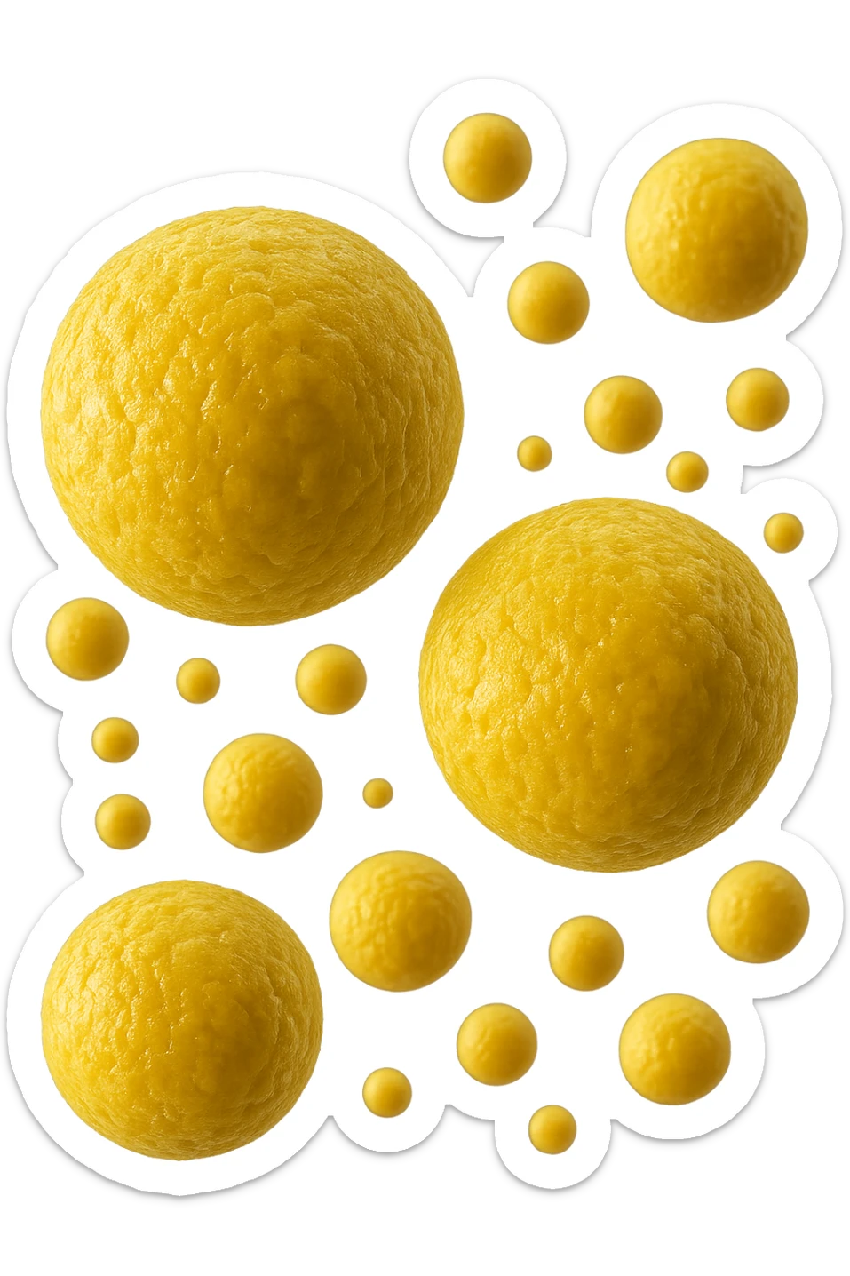 cellule di grasso gialle (adipociti) fluttuano in aria, iperrealistiche 4k sticker