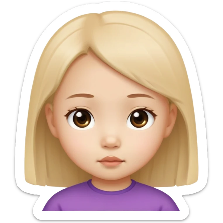 toddler girl face, Asian eyes, light skin, straight hair, no neck sticker