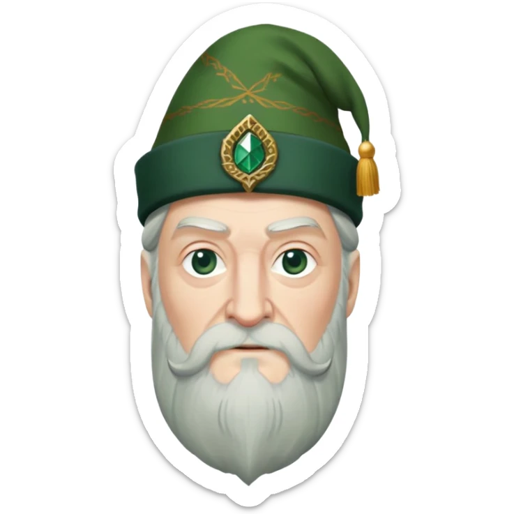 albus dumbledore from harry potter with green scottish Tam o'shanter cap and decorative motifs sticker