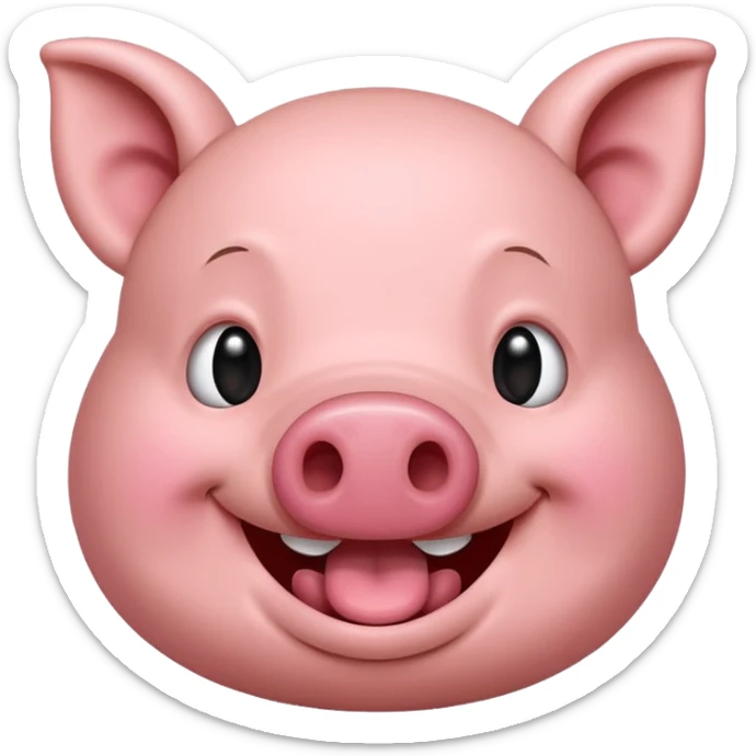crée moi un emoji avec un cochon qui pleure de rire, tout rose  sticker