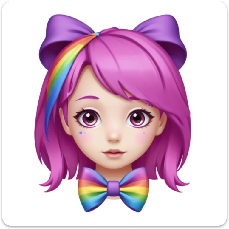 Purple Loli girl with pink hair and a rainbow bow sticker