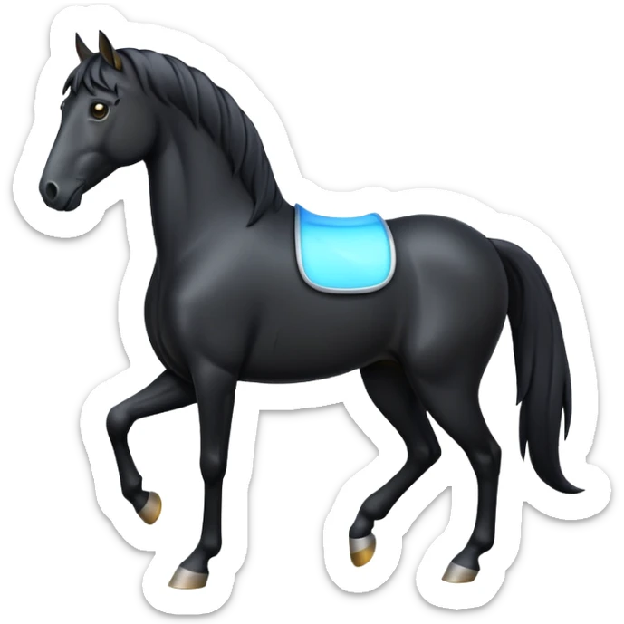 cinematic-[black horse]-realistic-full-body-standing-emoji,-tail-flicking-lazily,-head-tilted-dramatically,-sleek-[black]-coat,-simplified-yet-realistic-focused-features,-highly-detailed,-glowing-with-an-almost-sarcastic-glow sticker