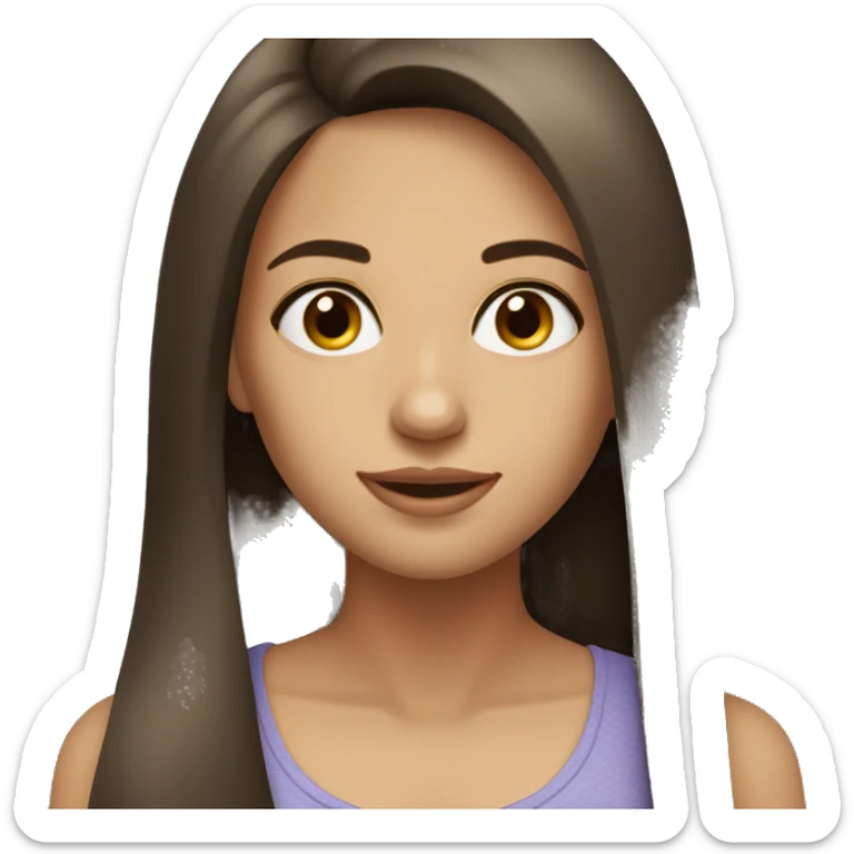 beautiful girl with long, straight hair, brunette sticker