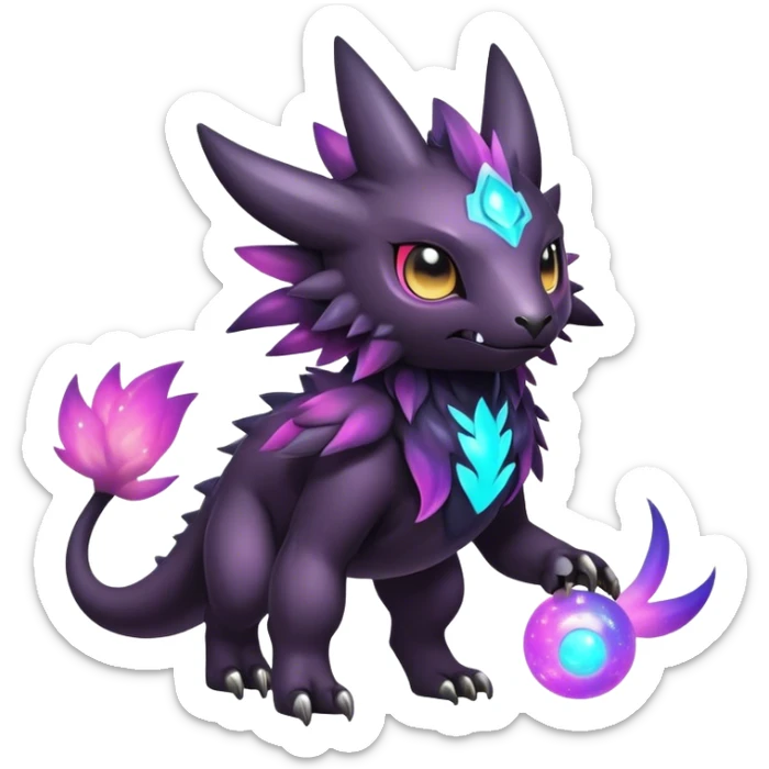 Cute cool colorful dark nebula fantasy-Fakemon-Digimon-animal-hybrid full body sticker