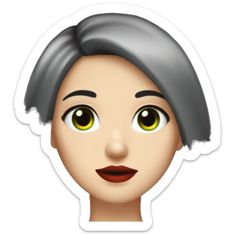 European Girl Black Hair Green eyes red lips  sticker