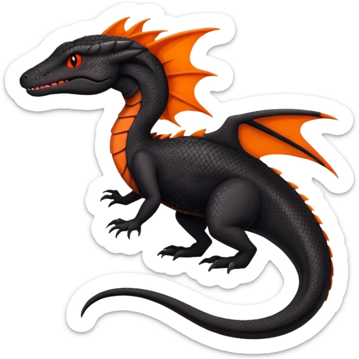 Black an Orange Salandit-Salazzle-Draco-Drakeon-Tyrunt-Fakémon-creature-hybrid sticker