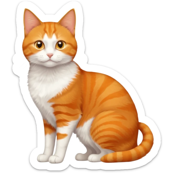 full body orange domestic shorthair slim cat with yellow/orange eyes with a white triangle on his nose sticker
