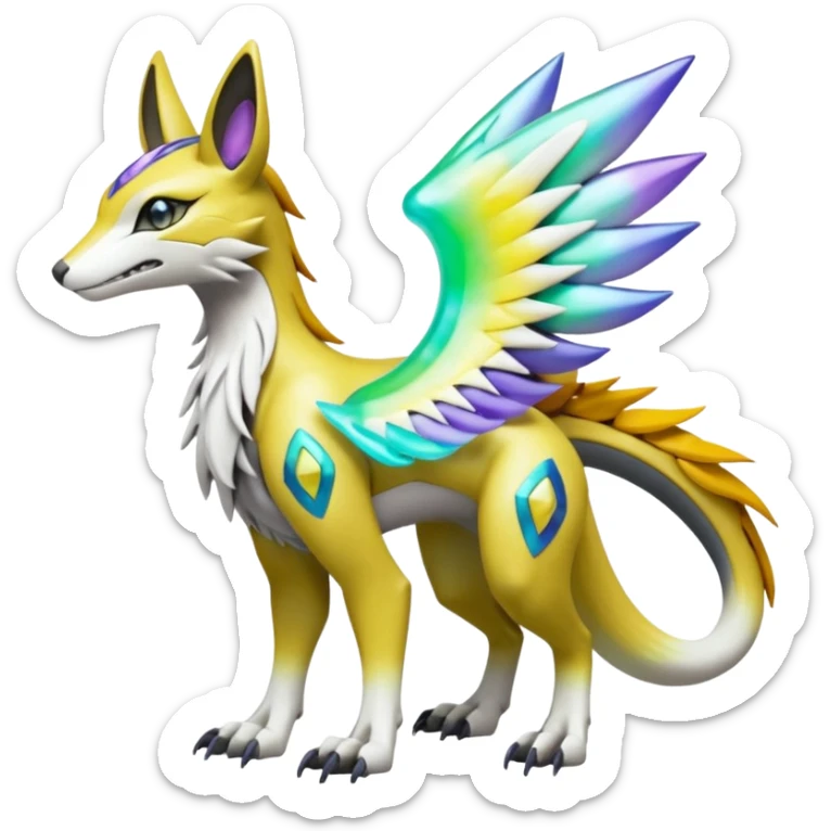 Meloetta-Vernid-Renamon-Lombax-Sergal-Pokémon-Digimon-Fakémon-fusion-hybrid-creature sticker
