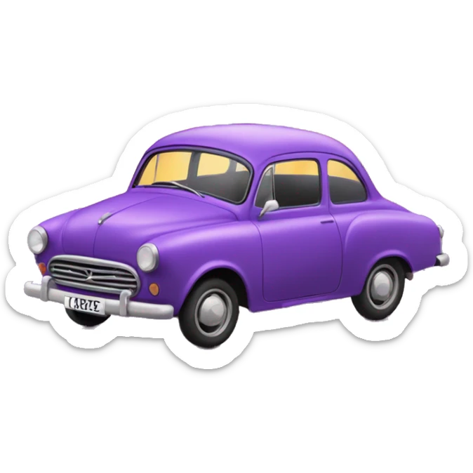 Purple Flammes in the background and and car in the middle sticker