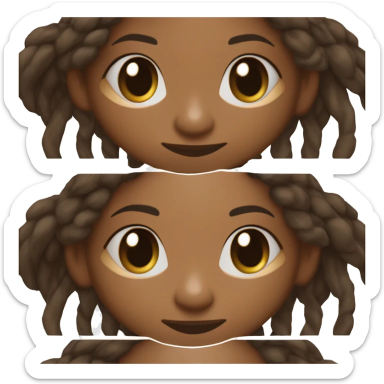 brown skin african american woman 35 years old with skinny long dreadlocks beautiful smile big black eyes rectangle face shape wide african nose  sticker
