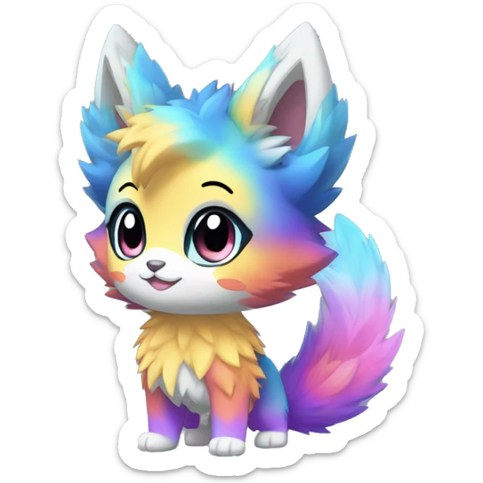  High quality Cute Cool Kawaii edgy Pretty Chibi Fur-Sona Shiny Colorful Sparkly Fakemon Full Body sticker