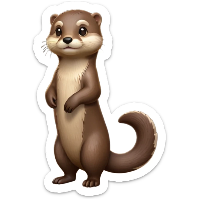 cinematic-noble [otter]-realistic-full-body-standing-emoji,-tail-tucked-close,-head-tilted-dramatically,-sleek-[brown]-fur,-simplified-yet-realistic-focused-features,-highly-detailed,-glowing-with-an-almost-sarcastic-glow  expressive eyes sticker