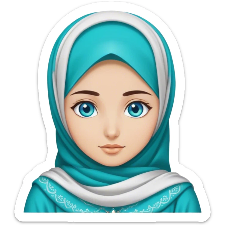 Turkish beautiful finish Konya girl blue eyes with hijab and turquoise stone dress sticker