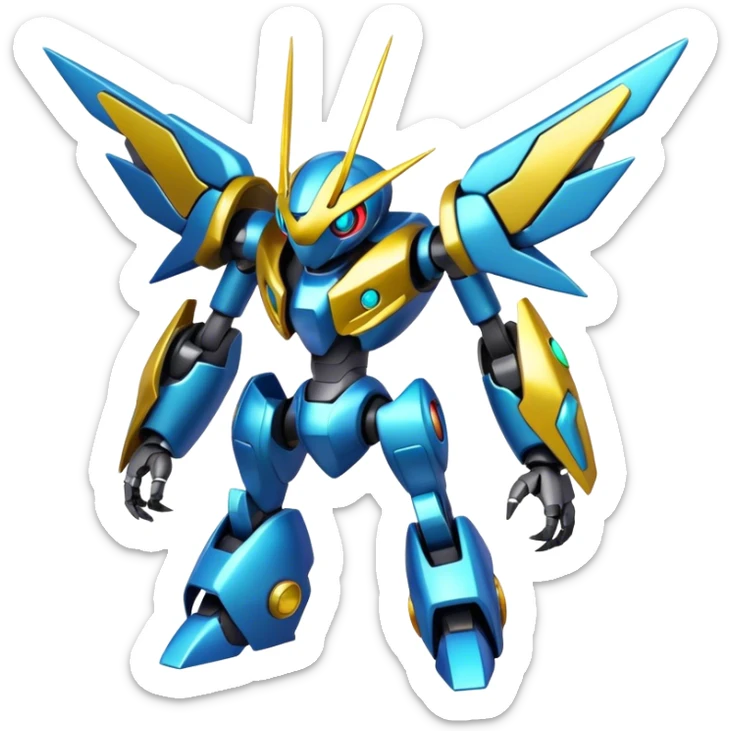 Shiny Futuristic Cool Fakemon-Pokemon-Digimon-Spectrobes-Medabot-fusion, full body sticker