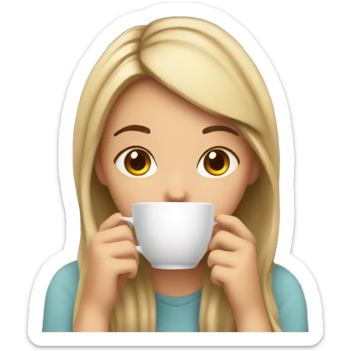 Girl sipping tea sticker