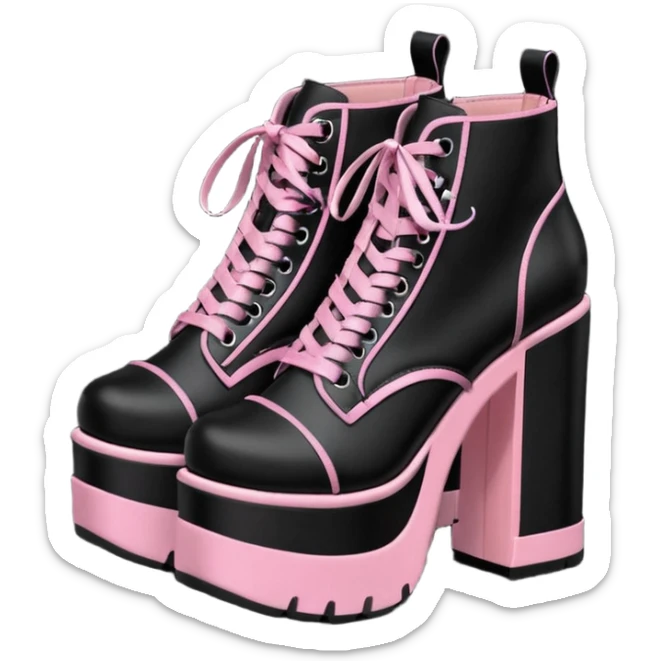 BLACKPINK-inspired gothic shoes, no hearts, black and pink, cute  sticker