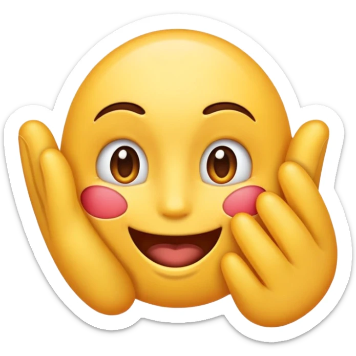 Un emoji avec l’air malicieux qui se frotte les mains avec la lèvre mordu sticker