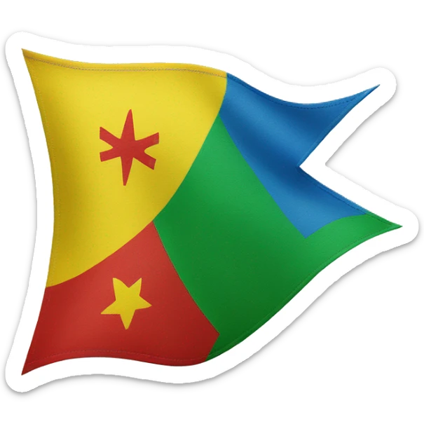 Amazigh flag blue in the top, green in the middle, yellow in bottom, the letter "ⵣ" in the middle in a red colour  sticker