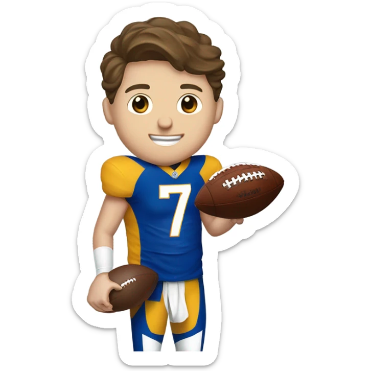 josh allen wearing a number 17 jersey in front of a trophy  sticker