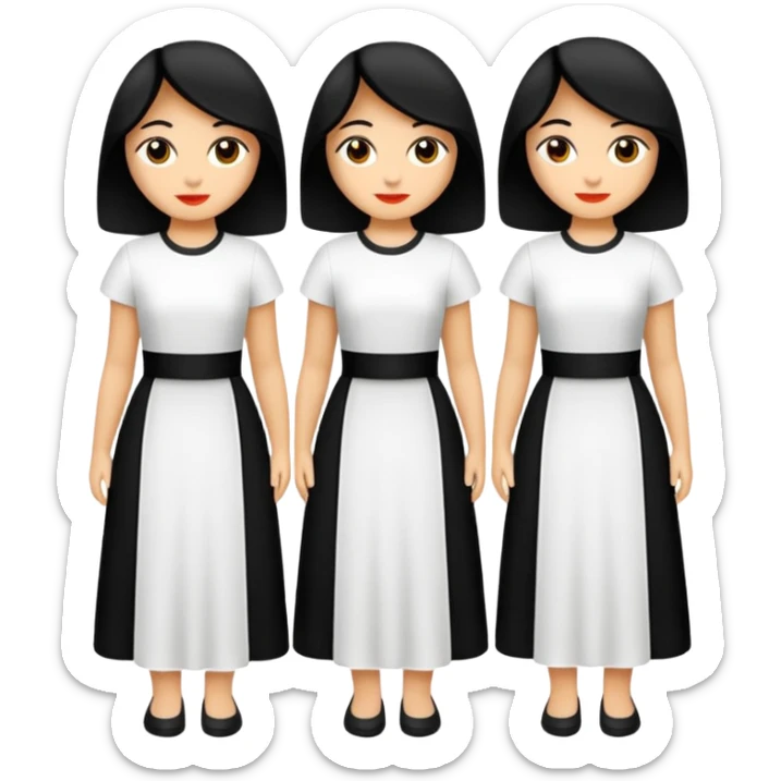 Beyaz tenli siyah tül çok açık elbise giyen siyah dalgalı saçı olan çekik gözlü  sticker