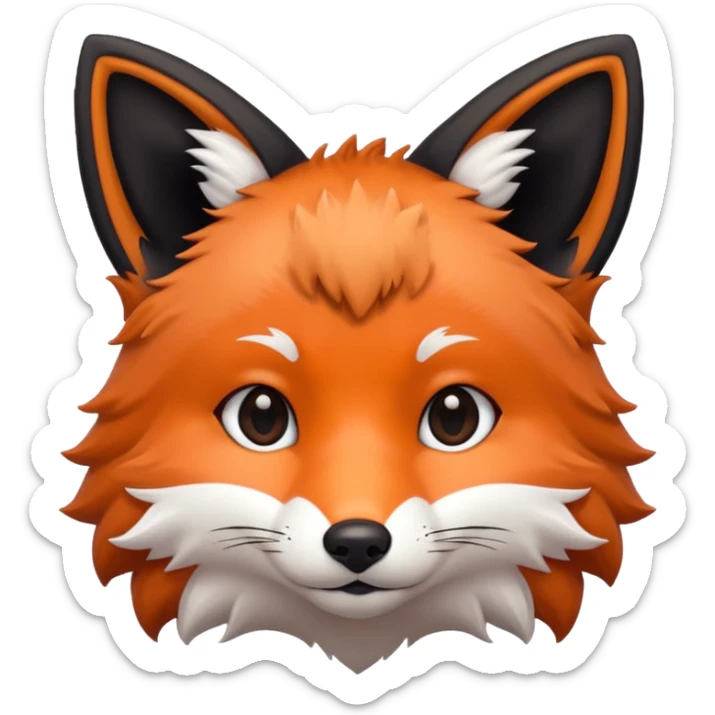 une tête de renard trop kawaii avec des poils noirs à la place des poils blancs sticker