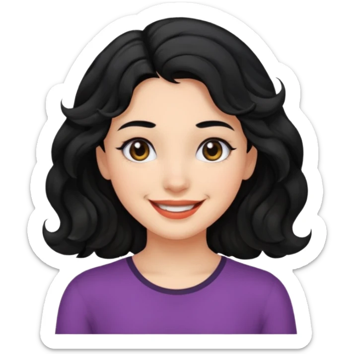chica con pelo  negro y hasta los ho,bros  ondulada y ojos negros sticker