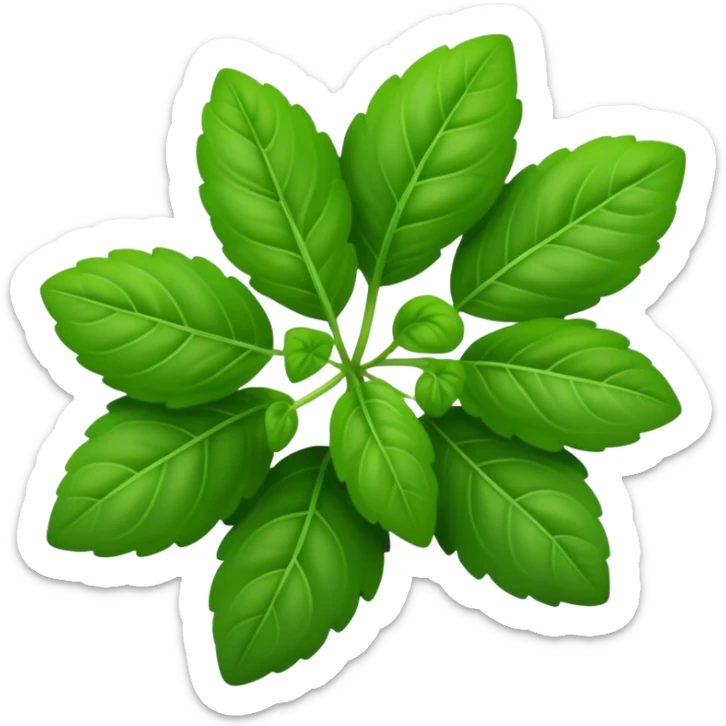 Cinematic Realistic Oregano Emoji, Bold and aromatic, with dark green leaves that radiate flavor and warmth. The plant’s rounded leaves create a lush, hearty growth, while the distinct scent invites comfort and coziness. Soft glowing outline, capturing the essence of bold flavor and herbal richness in a sprig of oregano! sticker