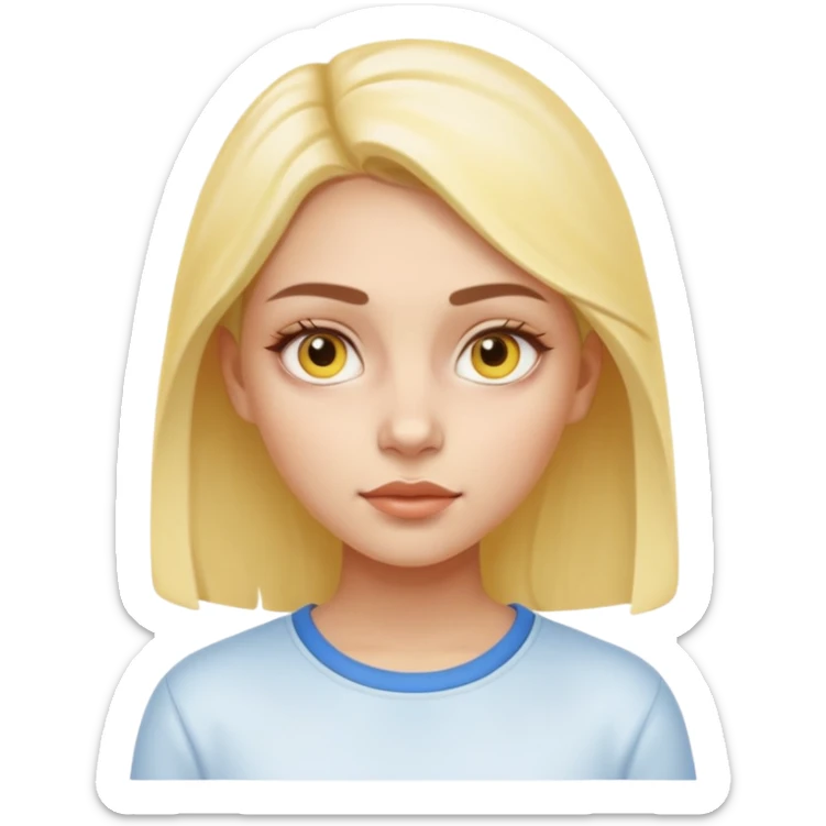 Generate a high-quality iPhone-style emoji of a girl with a small amount of yellow eye cream applied under the eyes, realistic shading, smooth gradient colors, subtle facial expression, simple white background, 3D cartoon-like style, high-resolution.


 sticker