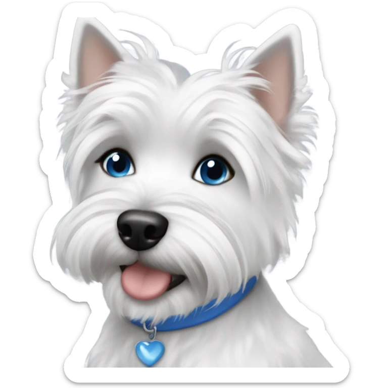Lady short gray hair with blue eye 3 westie dogs sticker