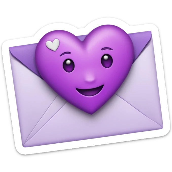 IOS's love letter emoji but with a purple heart instead of a red heart sticker