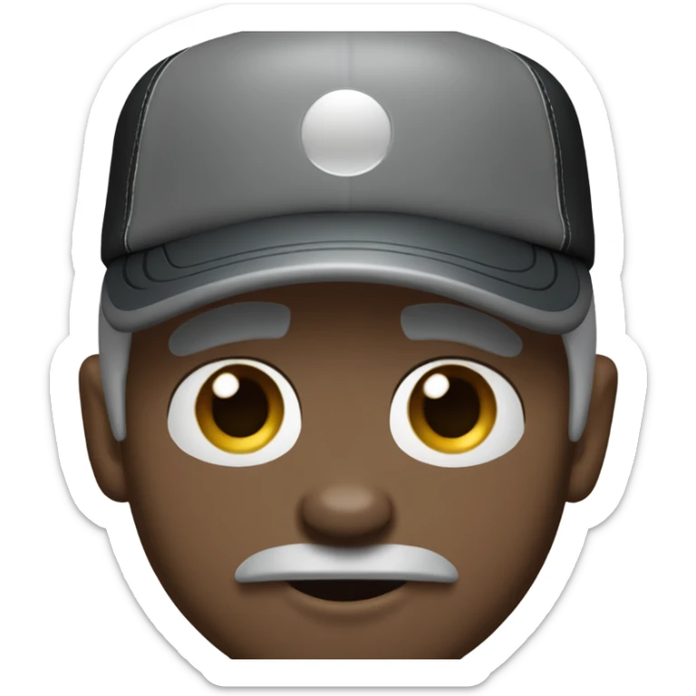 Man with blue eyes gray hair gray goatee wearing ball cap holding black long haired chihuahua sticker